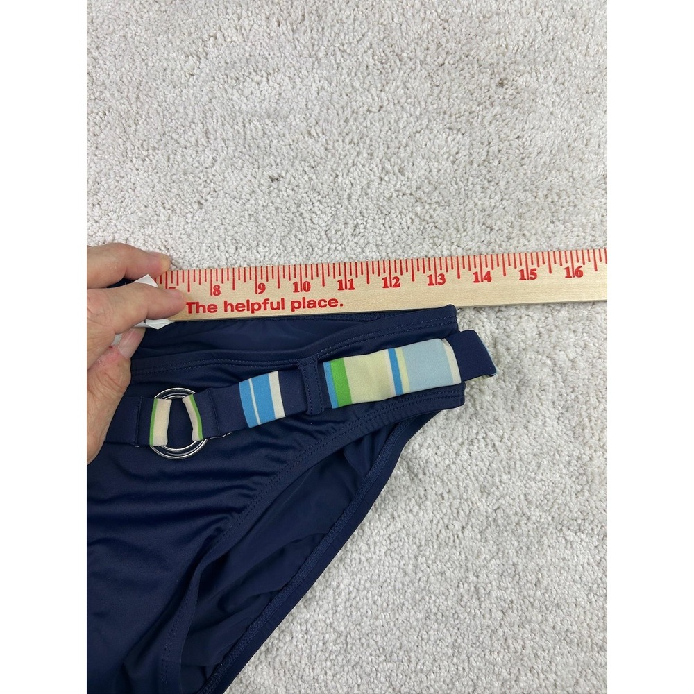 Jantzen‎ Bikini Bottom Womens Size 10 Blue Striped Belted Swimwear Swim Briefs - Picture 2 of 7
